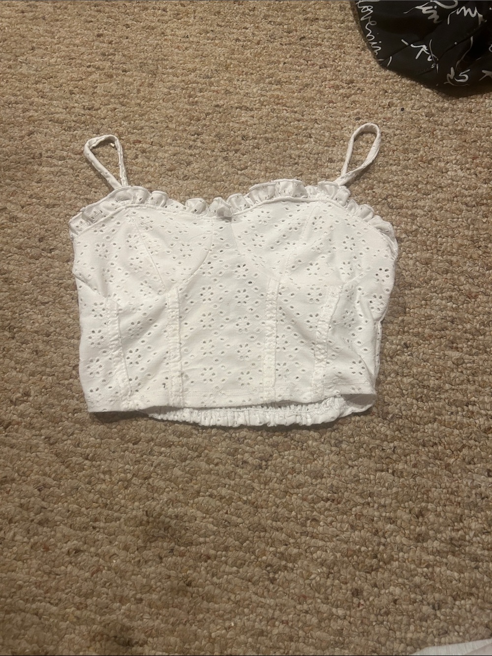 RSQ White Eyelet Ruffle Cropped Cami